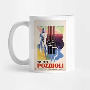 Visit POZZUOLI Italy Naples Rome Tourism Art Deco Vintage Travel Wall Art Mug